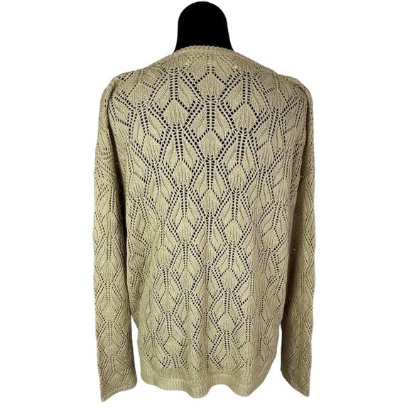 Peace Love World Boheme Open Stitch Sweater Color Oat Relaxed Soft Women's Small - Picture 3 of 11